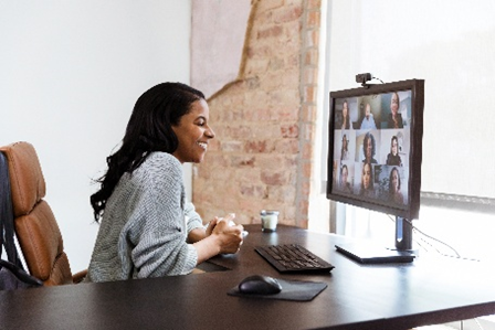 Woman in a video call
