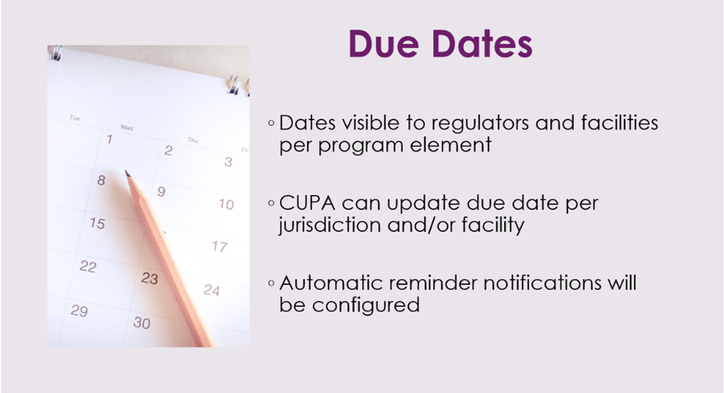 Picture of a calendar with Due Dates as the heading.